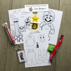 Mario party Bags, pre filled party favours, personalised.